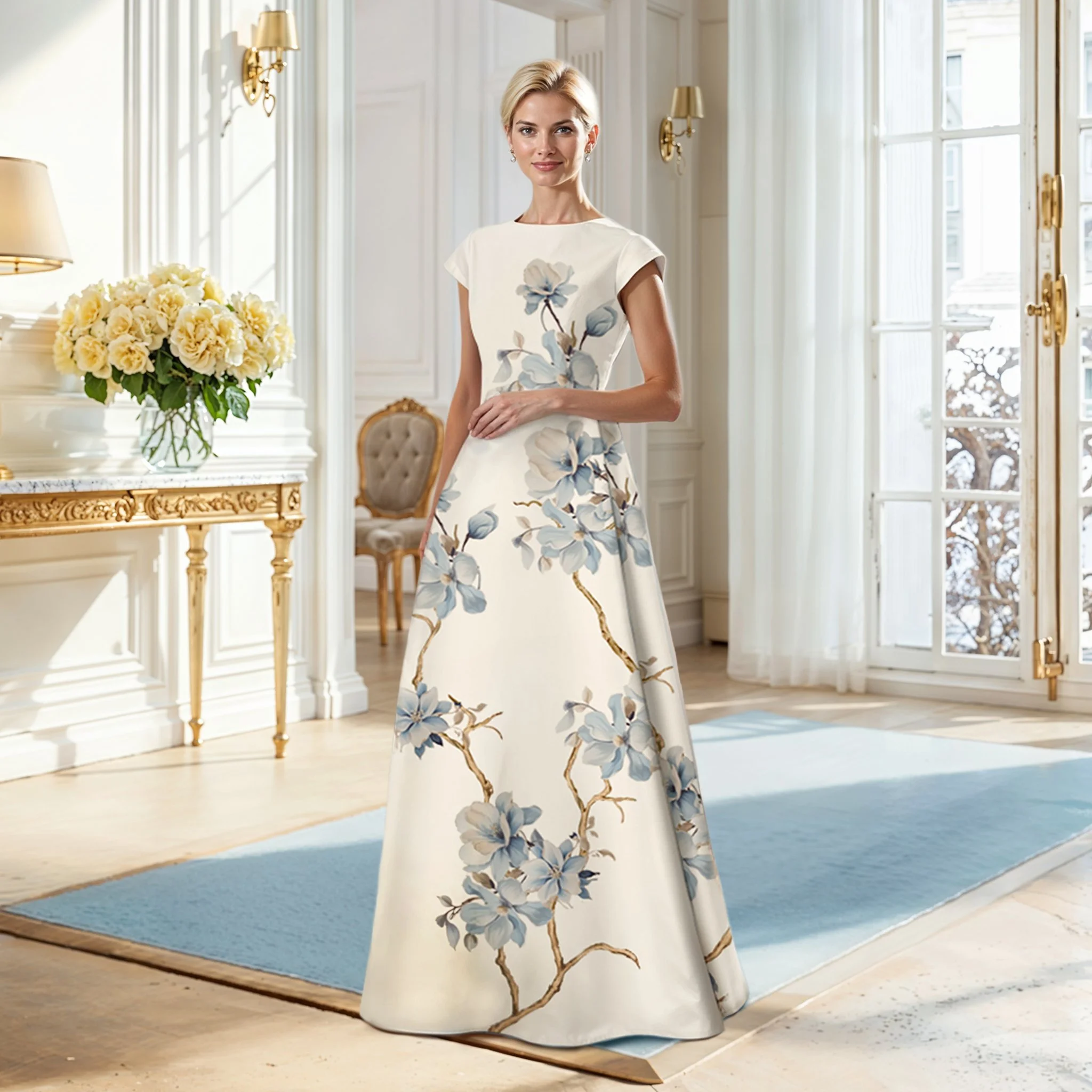 Wildflower Wonder – Wrap-Front Couture Gown in Lavender | Style AA